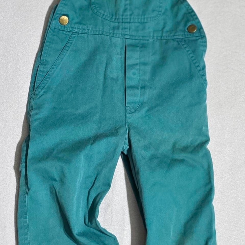 Vintage Montgomery Ward Kids Overall Teal Green Carpenter Pockets Size 4 Vintage